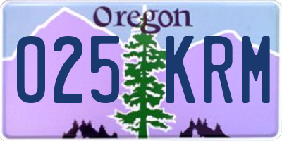 OR license plate 025KRM