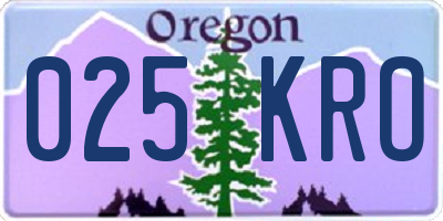 OR license plate 025KRO