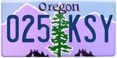 OR license plate 025KSY