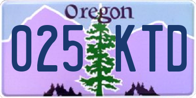 OR license plate 025KTD