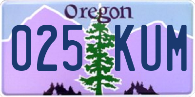 OR license plate 025KUM