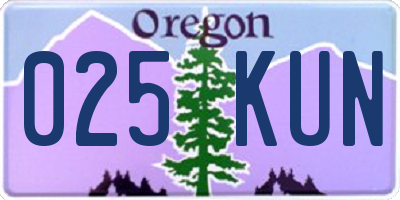 OR license plate 025KUN