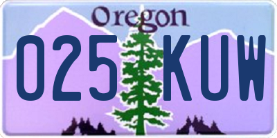 OR license plate 025KUW