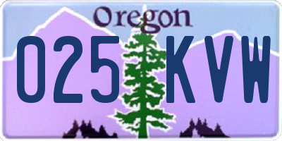 OR license plate 025KVW