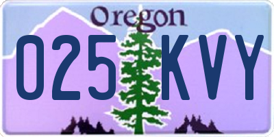 OR license plate 025KVY