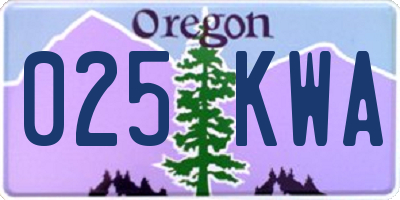 OR license plate 025KWA