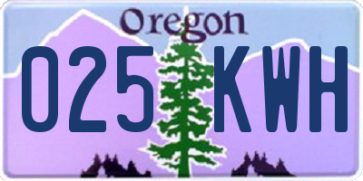 OR license plate 025KWH