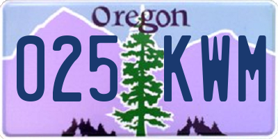 OR license plate 025KWM