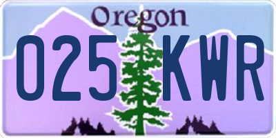 OR license plate 025KWR