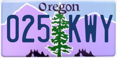 OR license plate 025KWY