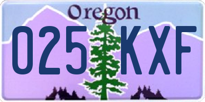 OR license plate 025KXF