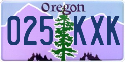 OR license plate 025KXK