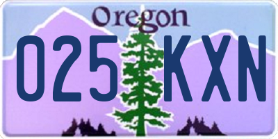 OR license plate 025KXN
