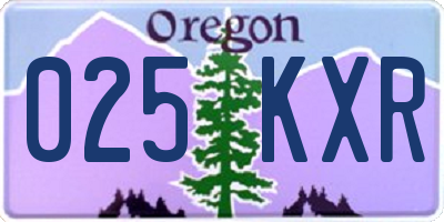 OR license plate 025KXR