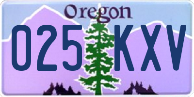 OR license plate 025KXV