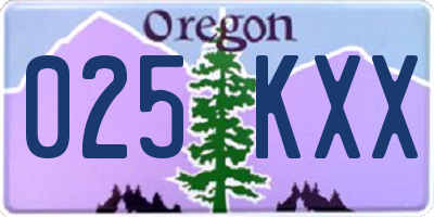 OR license plate 025KXX