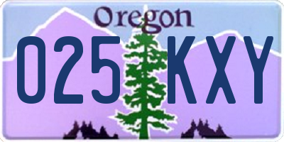 OR license plate 025KXY