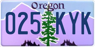 OR license plate 025KYK