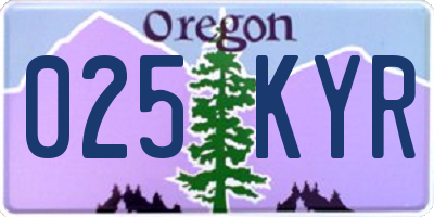 OR license plate 025KYR