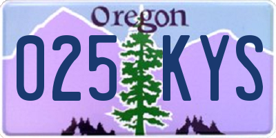 OR license plate 025KYS