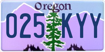 OR license plate 025KYY