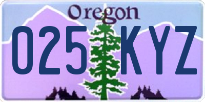 OR license plate 025KYZ