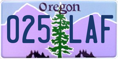 OR license plate 025LAF