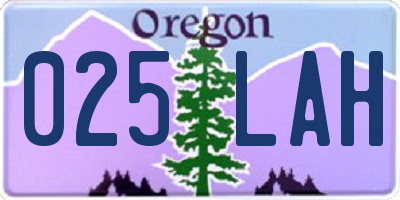 OR license plate 025LAH