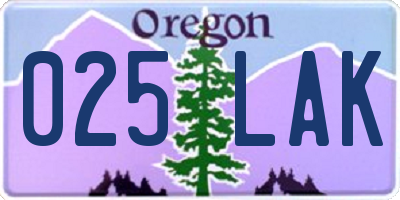 OR license plate 025LAK