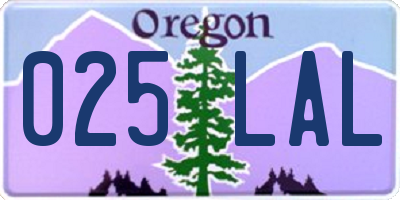 OR license plate 025LAL