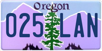 OR license plate 025LAN