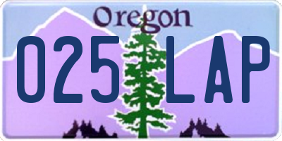 OR license plate 025LAP