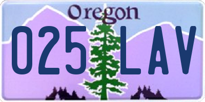 OR license plate 025LAV
