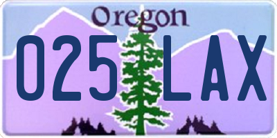 OR license plate 025LAX