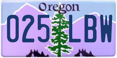 OR license plate 025LBW