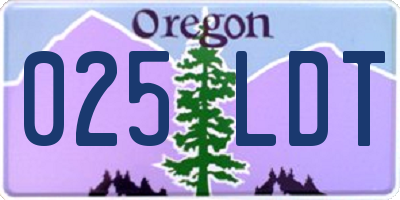 OR license plate 025LDT