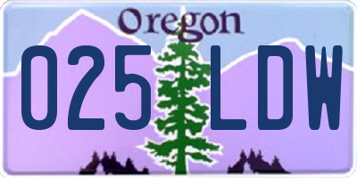 OR license plate 025LDW