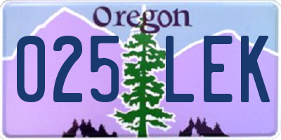 OR license plate 025LEK
