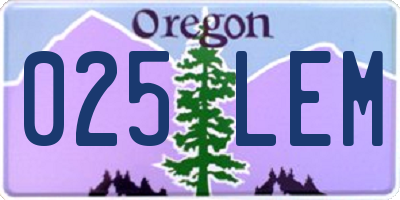 OR license plate 025LEM