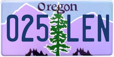 OR license plate 025LEN