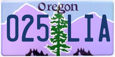 OR license plate 025LIA