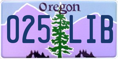 OR license plate 025LIB