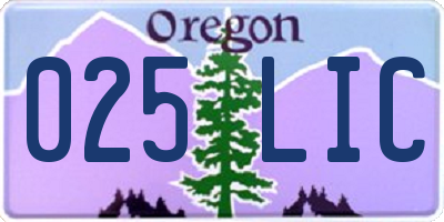 OR license plate 025LIC
