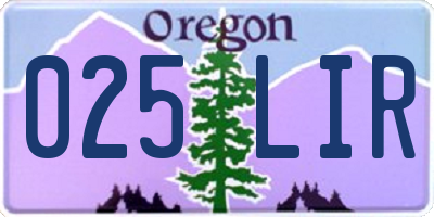 OR license plate 025LIR