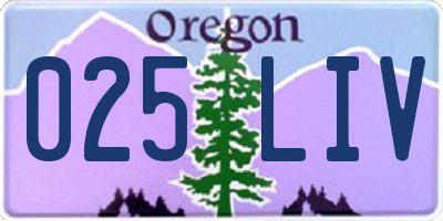 OR license plate 025LIV