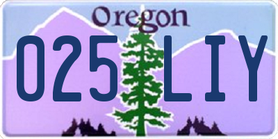 OR license plate 025LIY