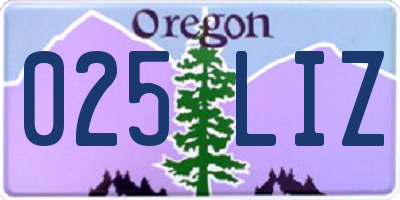 OR license plate 025LIZ