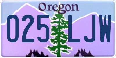 OR license plate 025LJW