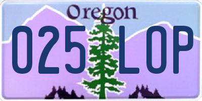 OR license plate 025LOP