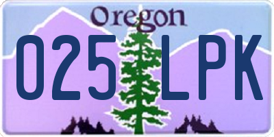 OR license plate 025LPK